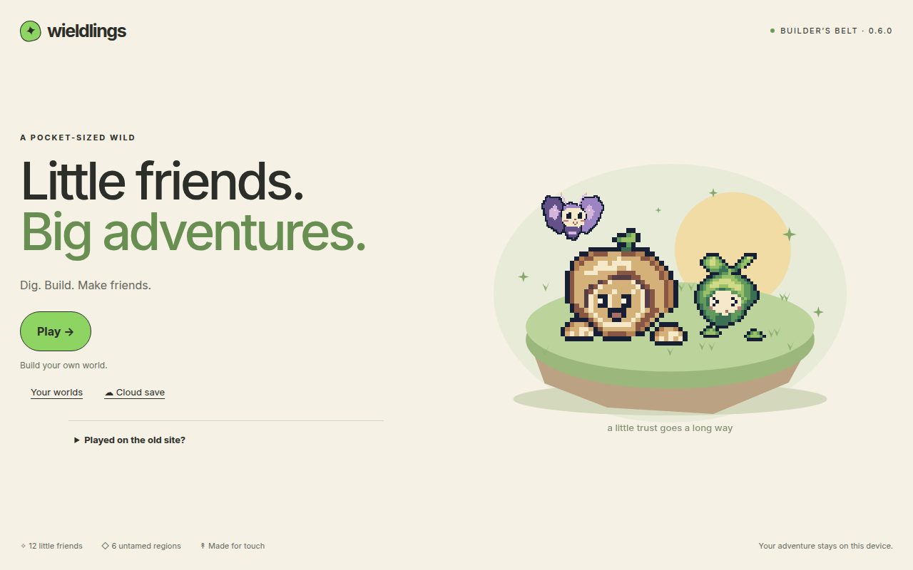 Wieldlings landing: sprout friends on a grass island